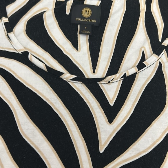 JM Collection | Women's Cold Shoulder Zebra Print Top | Size Small - Picture 3 of 4